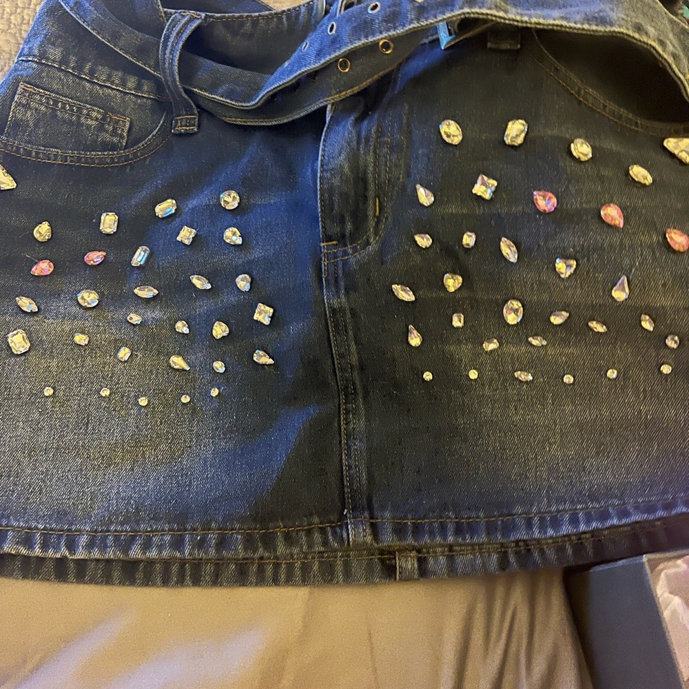 Jean rhinestone skirt